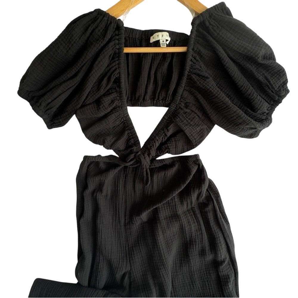 HYFVE Black Women's Cotton Jumpsuit Size Medium - Picture 3 of 7